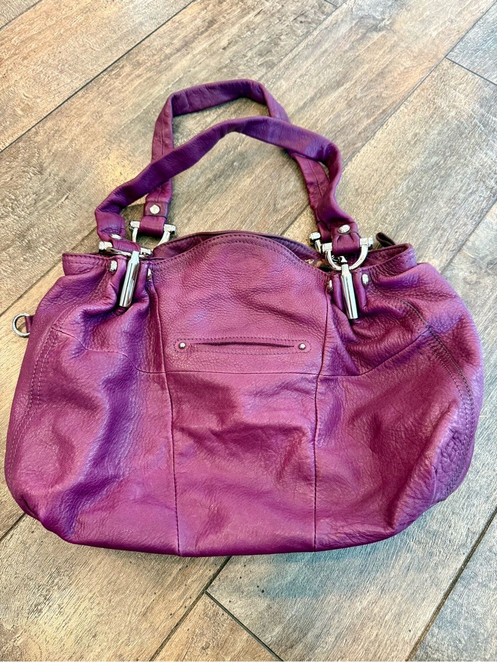 b. makowsky Plum Leather Hobo Shoulder Bag